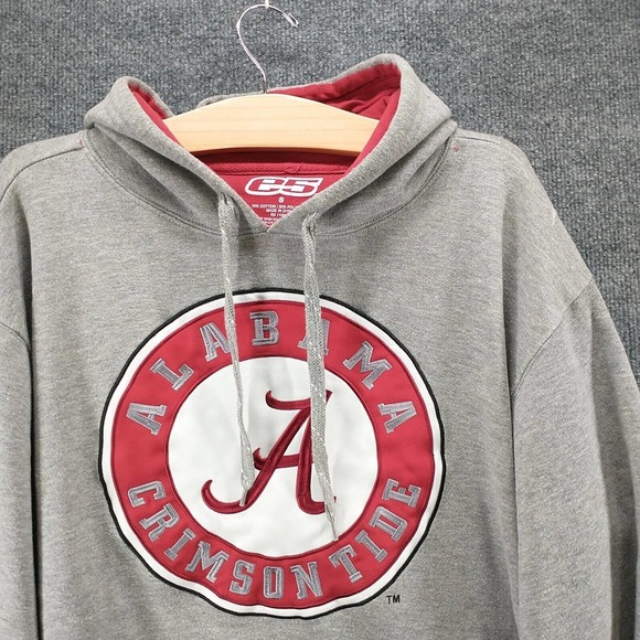E5 Men's Alabama Crimson Tide Drawstring Hoodie Gray S Long Sleeve Cotton Blend - Picture 3 of 12